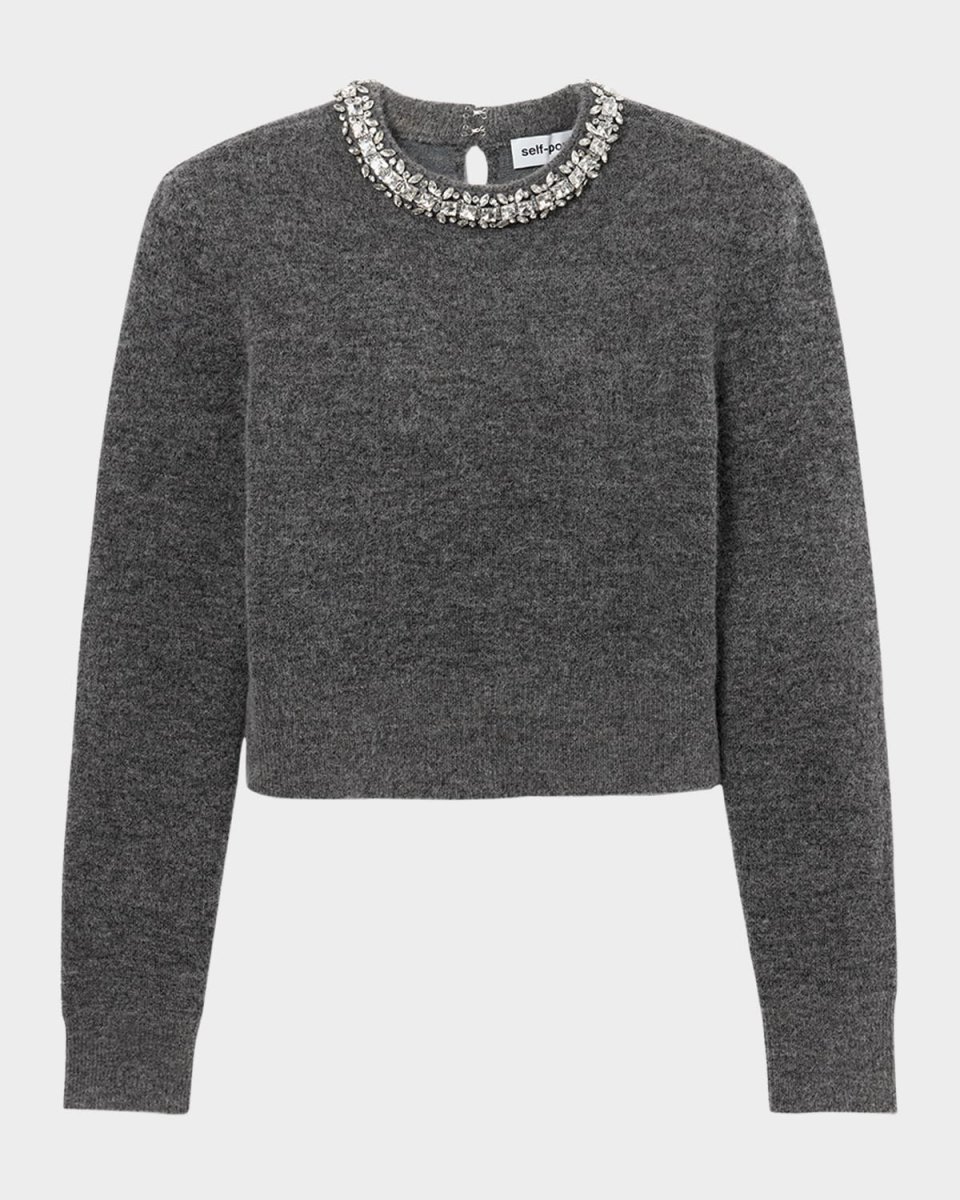 Charcoal Embellished Knit Top